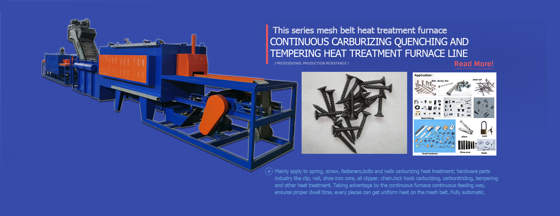 Mesh belt carburizing quenching and tempering furnace